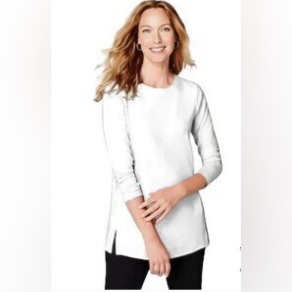 J. Jill Supima Forward-Seam Tunic in White Size: S